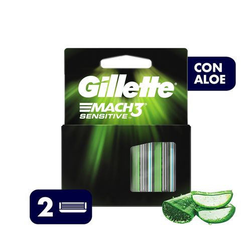 Repuestos Para Afeitar Gillette Mach3 Sensitive - 2 Unidades