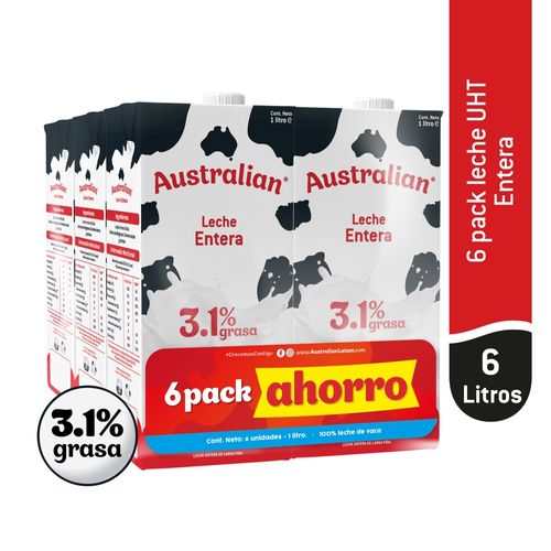 Leche Australian Entera Uht 6 Pack - 1 L
