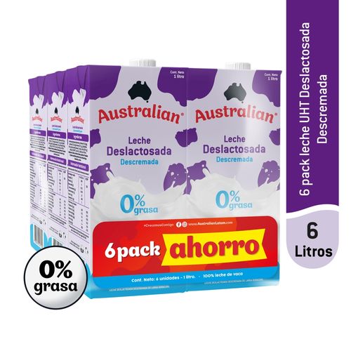 Leche Deslactosada Descremada Uht Australian 6 Pack - 1 L
