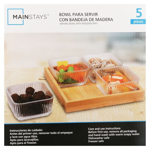 Ms Bowl Para Srvir Con Bandeja De Madera