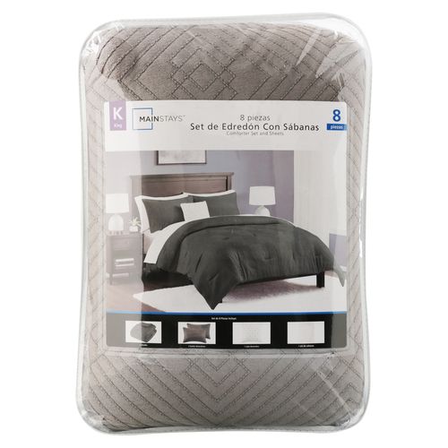 Edredón Mainstays lark color gris - 8 Pzas