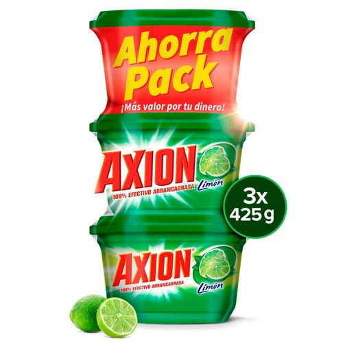 Lavaplatos Axion arrancagrasa limón en pasta 3 pack - 425 g