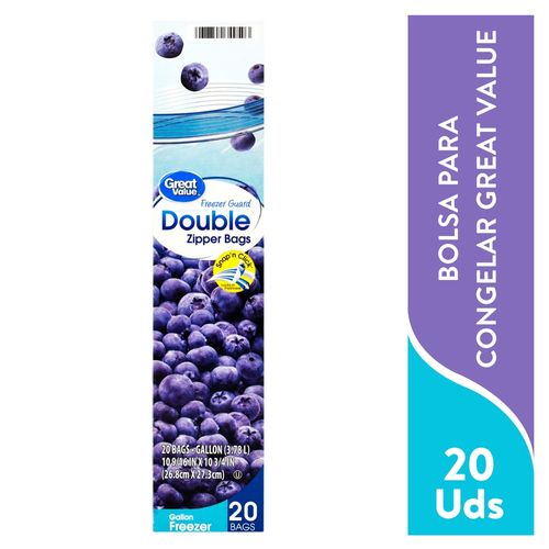 Bolsas Para Congelar Alimento Marca Great Value - 20 Unidades