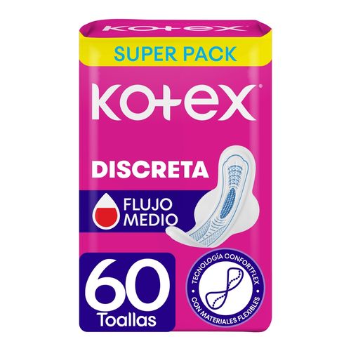 Toallas Femeninas Kotex Discreta - 60 Unidades