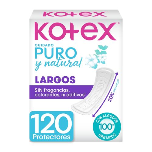 Protectores diarios Kotex puro y natural largos - 120 Uds