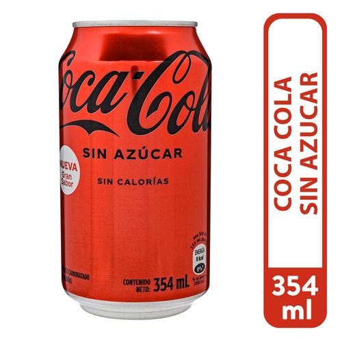 Gaseosa Coca Cola Sin azúcar Lata - 354 ml