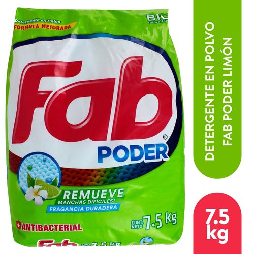 Detergente Fab3 En Polvo  Medio Limón - 7.5 kg