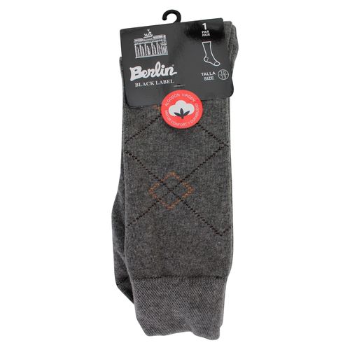 Calcetín Berlín Acanalado De Vestir Para Caballero, Color Negro - Talla Única