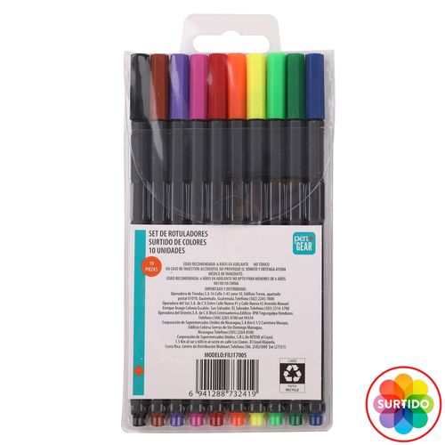 Rotuladores Pen + Gear de colores surtidos - 10 Uds