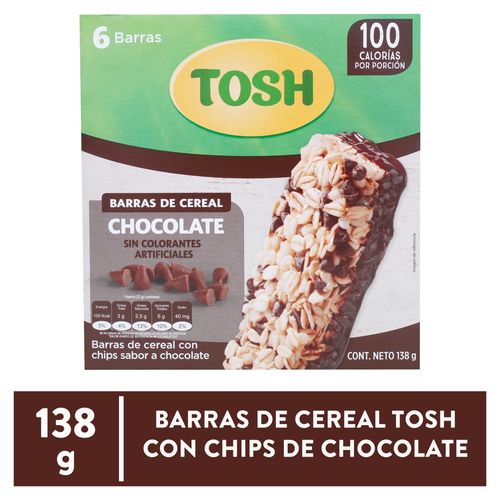 Barra Tosh De Cereal Con Chispas Sabor a Chocolate 6 Unidades - 138 g