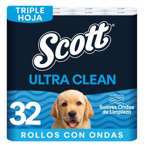 Papel Higiénico Scott Ultra Clean Triple Hoja - 32 Rollos