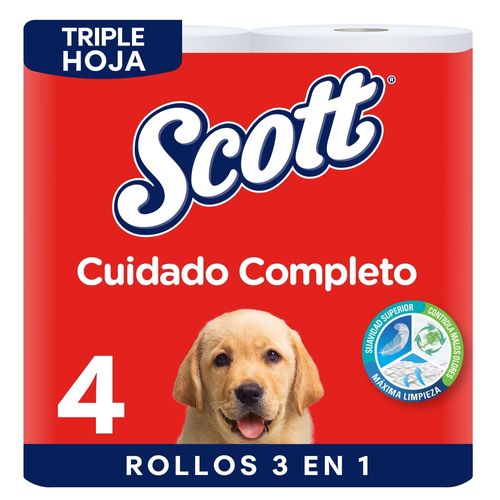 Papel Higiénico Scott Cuidado Completo Triple Hoja - 4 Rollos