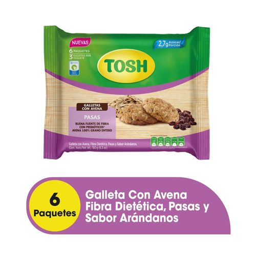 Galleta Tosh con avena y pasas 6 Uds - 180 g