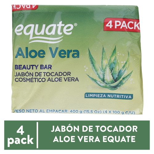 Jabón De Tocador Equate Aloe Vera & Aceite De Argán 4 Pack - 440 g