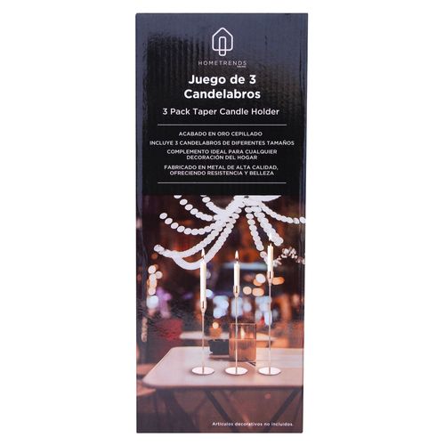 Ht Set 3 Candelabros Dorados