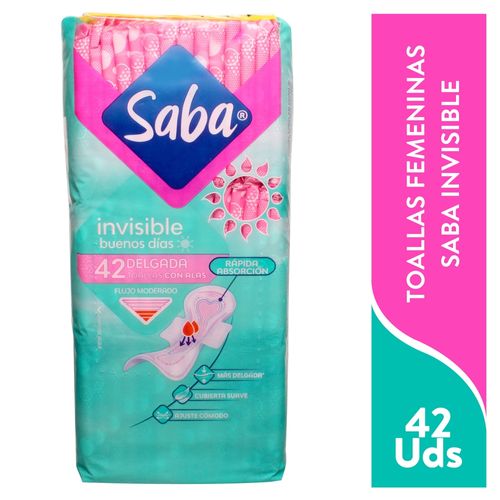 Toallas Femeninas Saba Invisible Buenos Días Delgada Flujo Moderado Con Alas - 42Uds
