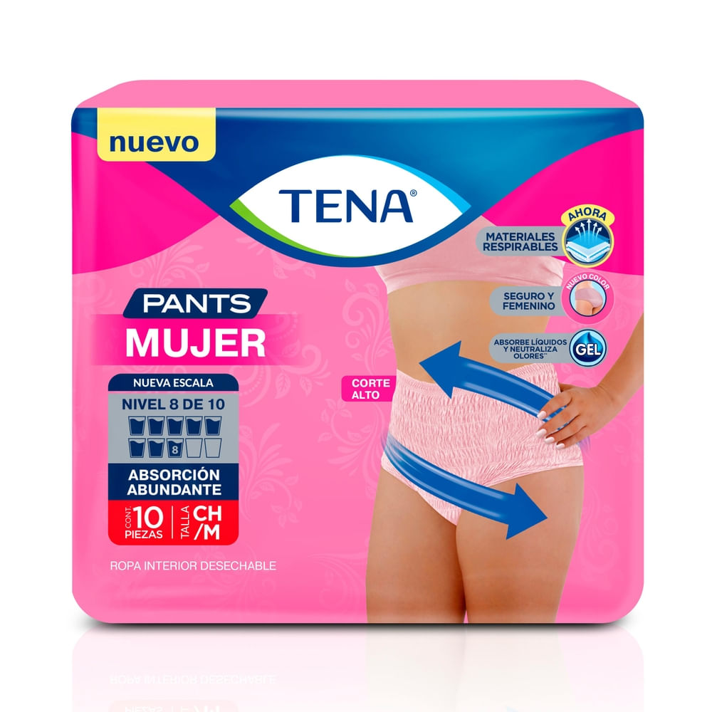Ropa Interior Desechable Tena Pants Mujer Talla: CH/M 10Uds