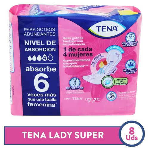 Tena Toalla Incontinencia Lady Discret Maxi 8Unds
