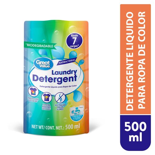 Detergente Liquido Marca Great Value Para Ropa Blanca Y Color Pouch - 500 ml