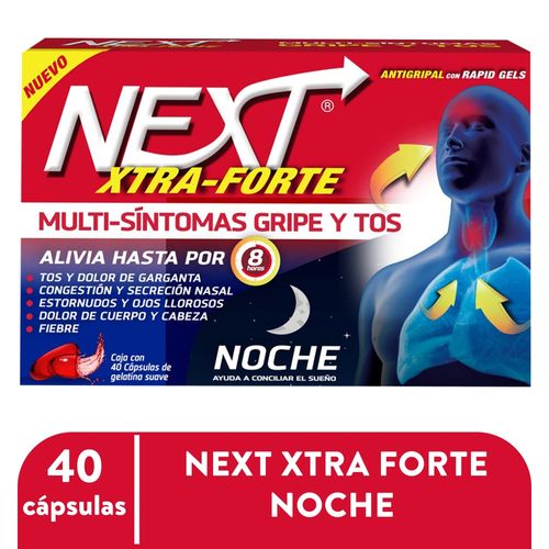 Antigripal, Gripe y Tos Next Xtra Forte Noche- 40 Gelcaps