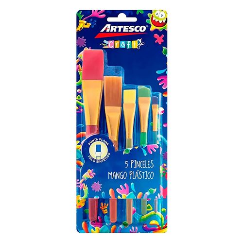 Pinceles Artesco 5 tamaños con mango plástico -  5 Uds