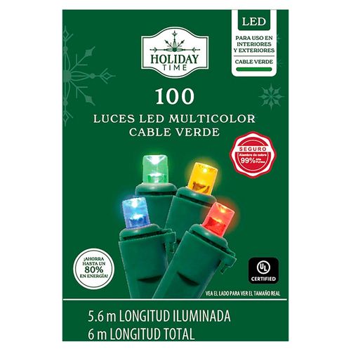 Luces Led Holiday Time colores serie 100 luces