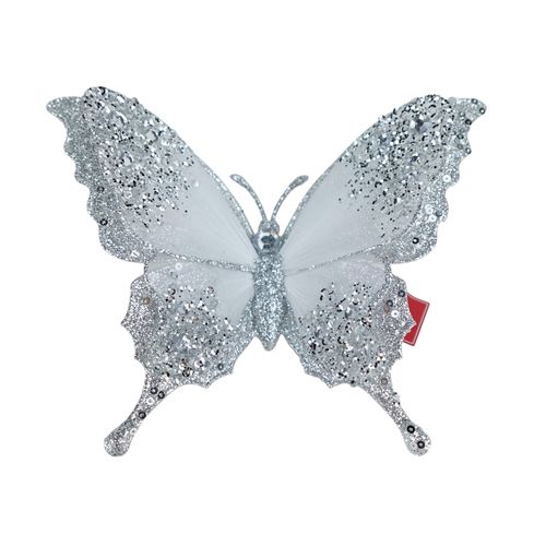 Clip Holiday Time Mariposa Plateada Navideña