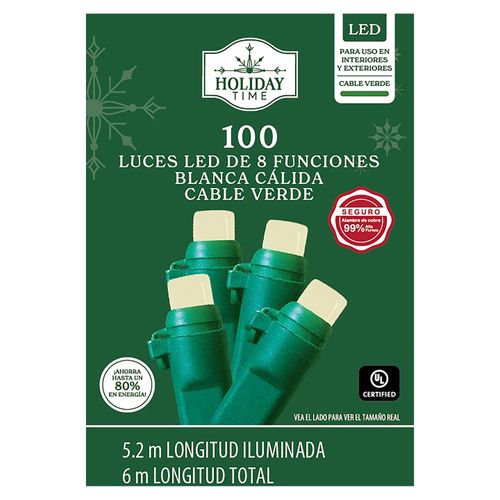 Luces Led Holiday Time cálidas serie 100 luces