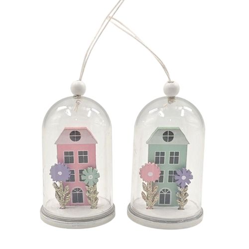 Adorno Holiday Time de casita en cápsula navideña surtido