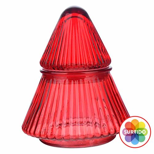 Vaso Holiday Time en forma de pinito devidrio navideño rojo o verde - 500 ml