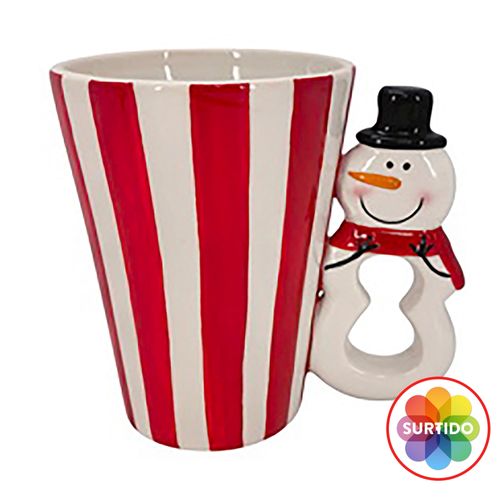 Taza Rayas Y Asa Especial Rojo Blanco