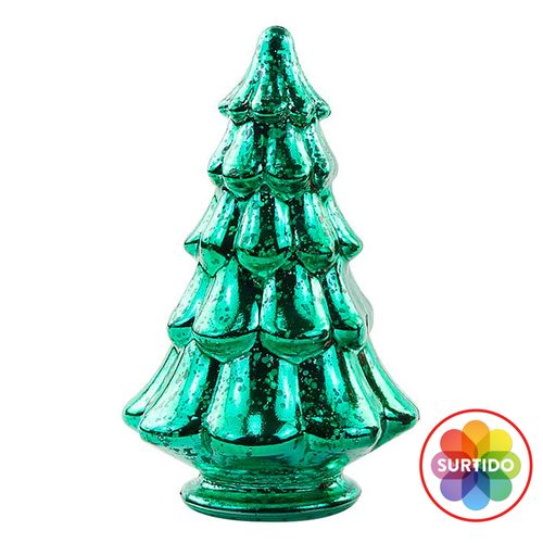 Adorno Holiday Time arbol de vidrio navideño surtido - 15 cm