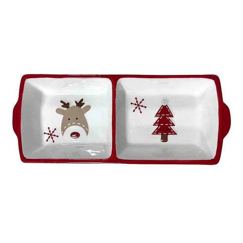 Boquitero Holiday Time de cerámica con 2 divisiones