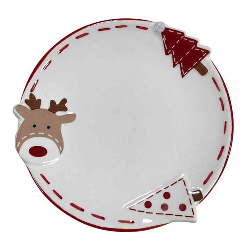 Plato Holiday Time de cerámica navideño - 15 cm