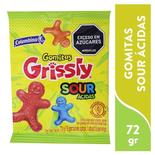 Gomitas Sour Ácidas Grissly - 72 g