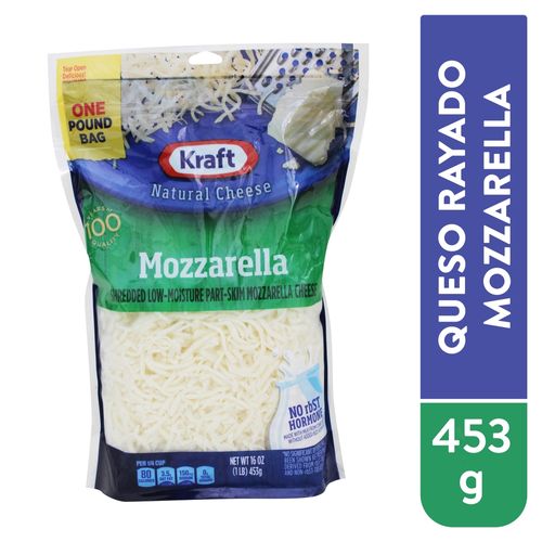 Queso mozzarella Kraft rallado - 453 g
