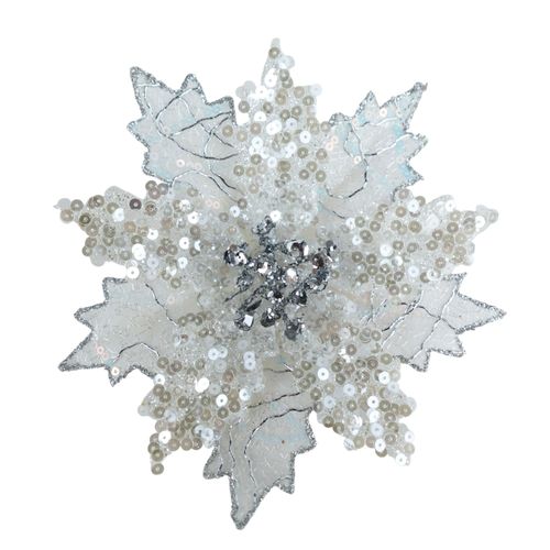 Clip Holiday Time Flor Pascua Plateada Navideña