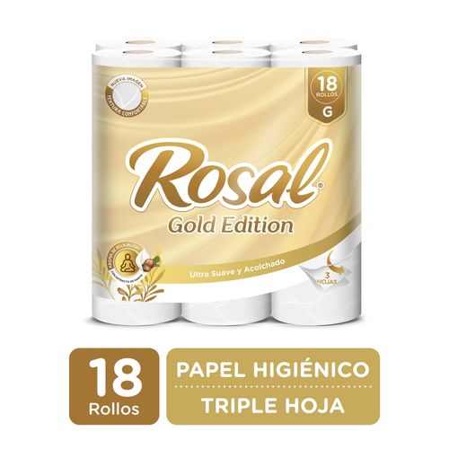 Papel Higiénico Rosal Gold 18 Rollos 350 hojas - 3000 g