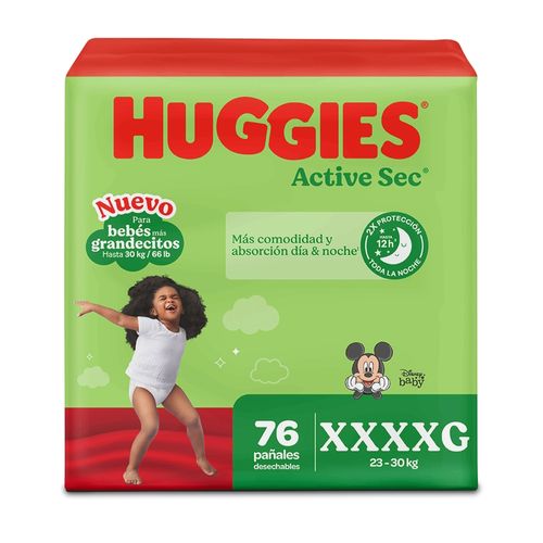 Pañales Huggies Active Sec Etapa 7/XXXXG - 76 Unidades