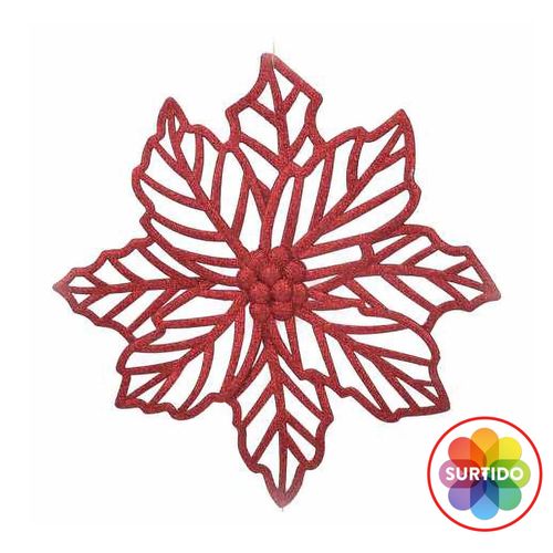 Adorno Colgar Flor Navidad 35cm