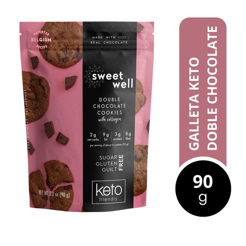 Galletas Keto Sweetwell con doble chocolate - 90 g
