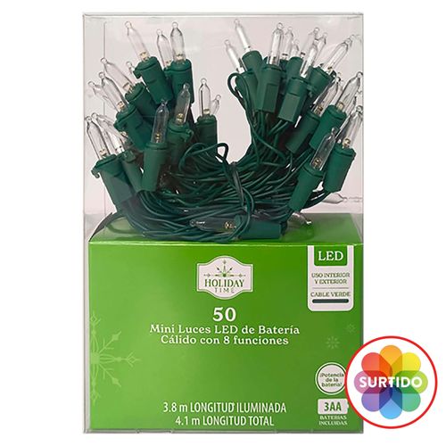 Luces Holiday Time con 8 funciones serie 50 luces