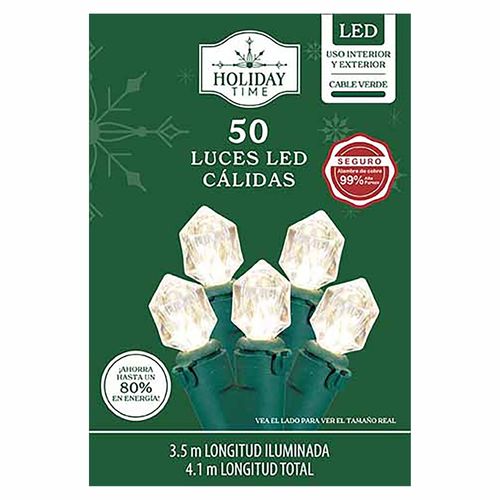 Luces Led Holiday Time gemas claras serie 50 luces
