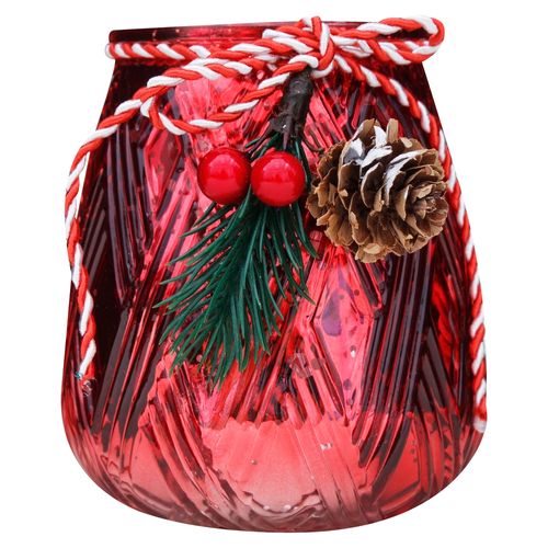 Portavelas de vidrio navideña