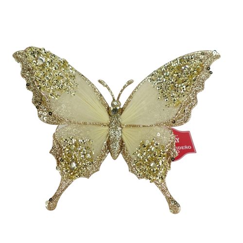 Clip Mariposa Dorada Navidena