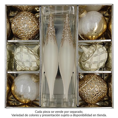 Esferas Doradas y Blancas Set 8u