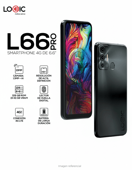 Celular Logic L66 Pro color negro 16GB RAM