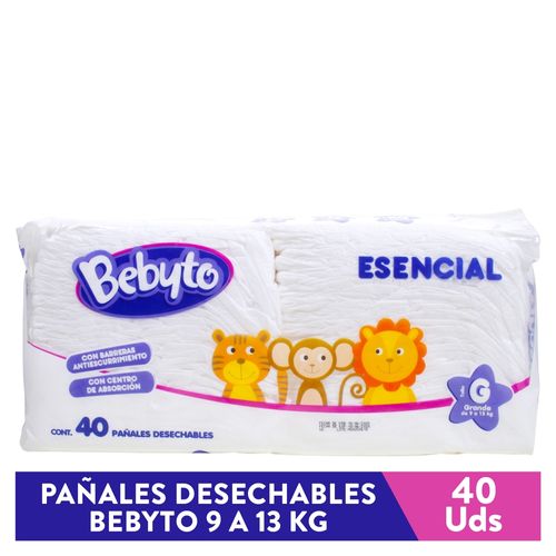 Pañales Desechables Bebyto Esencial Talla G - 40 Unidades