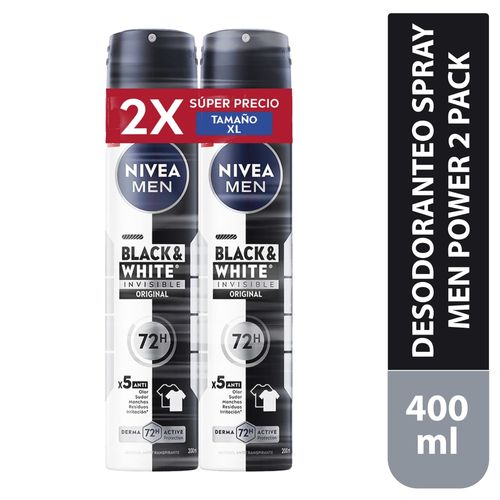 Desodorante Masculino Nivea 2pk Deo Nivea Spray Blackwhite Me 400 ml