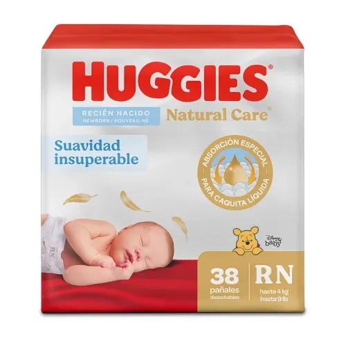 Pañales Huggies Natural Care 0/RN - 38 Unidades